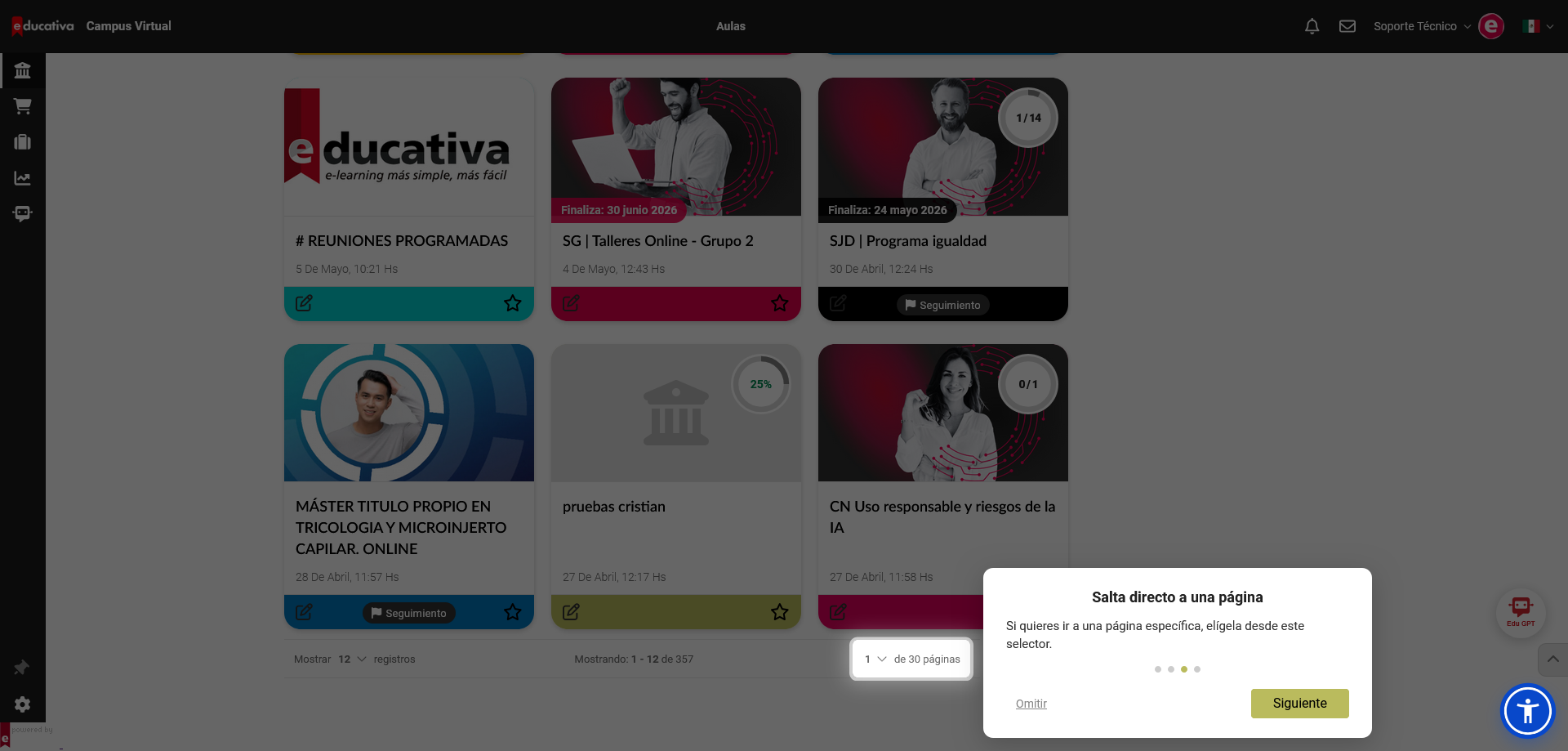 mini-tutoriales para explicar nuevas funcionalidades del Campus Virtual Educativa